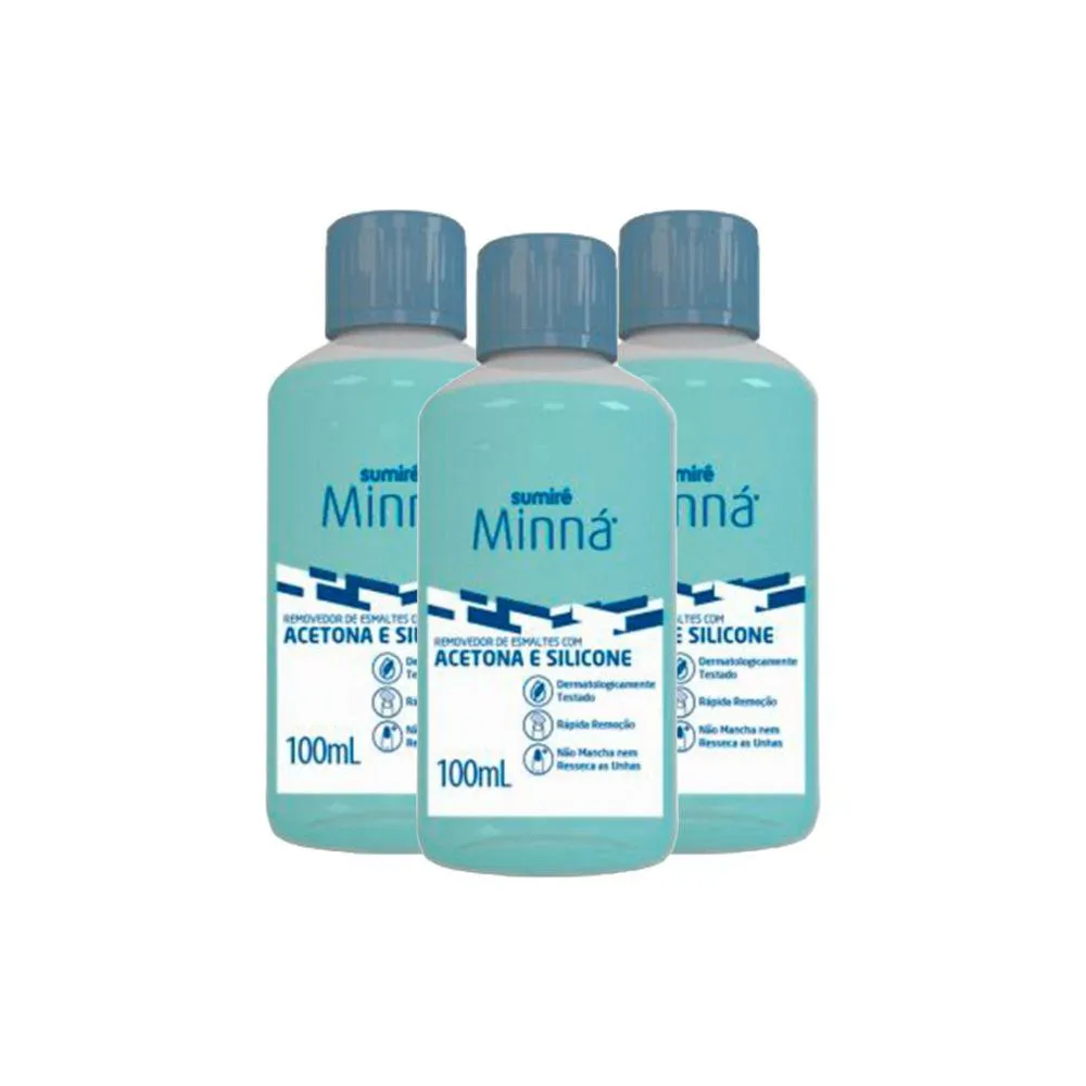 Kit Removedor Esmalte MinnĂ¡ com Acetona 100ml (3 Unidades) Kit Removedor Esmalte MinnĂ¡ com Acetona 100ml (3 Unidades) - Image 1