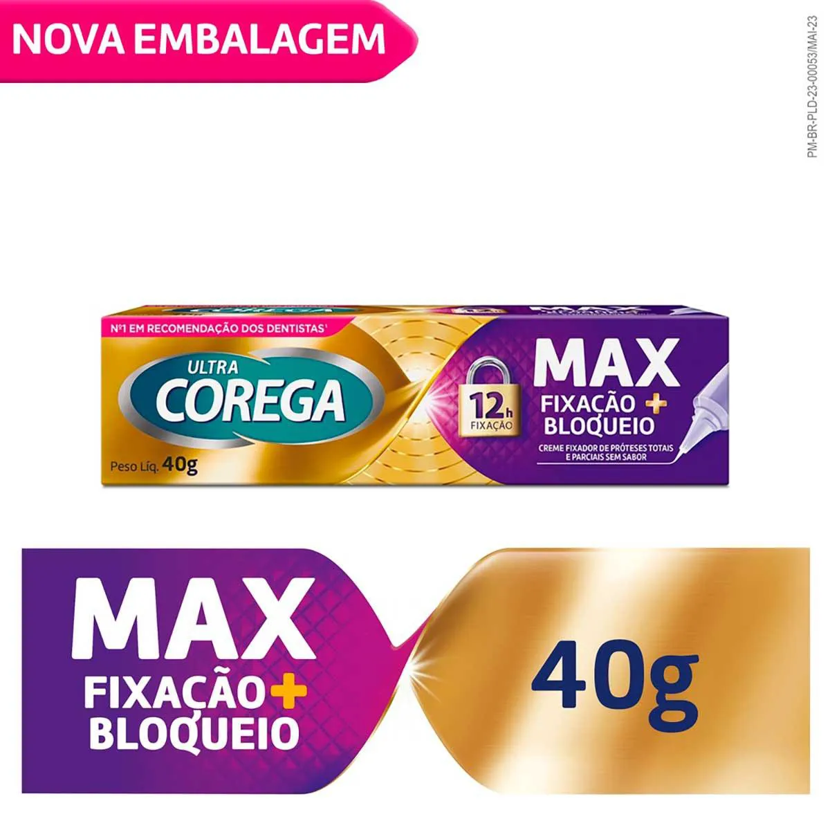 Creme Fixador de Dentadura Ultra Corega Max Fixação + Bloque Creme Fixador de Dentadura Ultra Corega Max Fixação + Bloqueio Sem Sabor 40g - Image 1