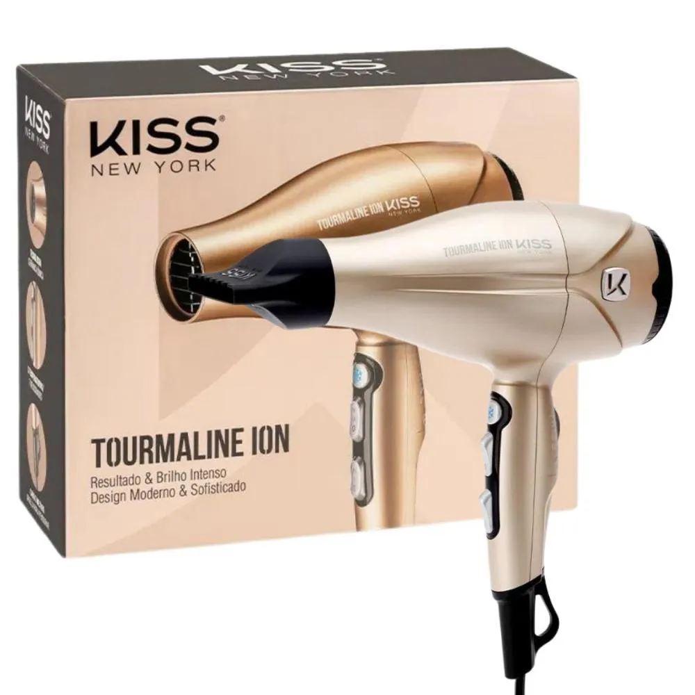 Secador Kiss New York Tourmaline Ion Dourado 2000w 220v Bdp0 Secador Kiss New York Tourmaline Ion Dourado 2000w 220v Bdp06pbr - Image 1