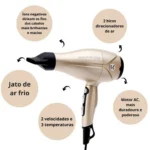 Secador Kiss New York Tourmaline Ion Dourado 2000w 127v Bdp06pbr - Image 2