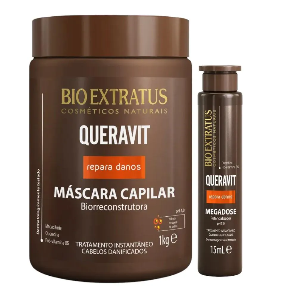 Kit Queravit Hidratação Capilar 1 Máscara 1Kg 1 Megadose 15M Kit Queravit Hidratação Capilar 1 Máscara 1Kg 1 Megadose 15Ml - Image 1