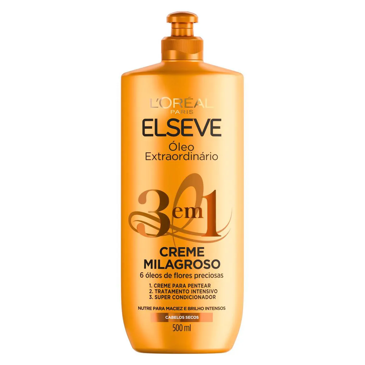 Creme Milagroso Elseve 3 em 1 Óleo Extraordinário Nutrição P Creme Milagroso Elseve 3 em 1 Óleo Extraordinário Nutrição Profunda Sem Pesar 500ml - Imagem 1