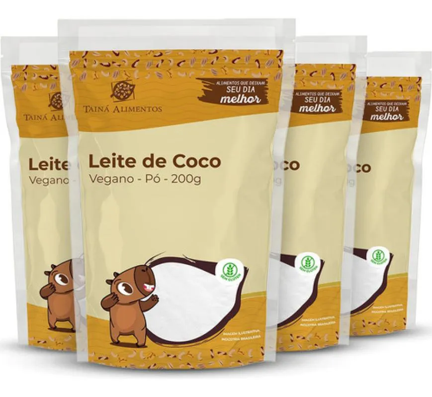Kit 4 Leite de Coco em Po Vegano 200G – Taina Alimentos Kit 4 Leite de Coco em Po Vegano 200G – Taina Alimentos - Imagem 1