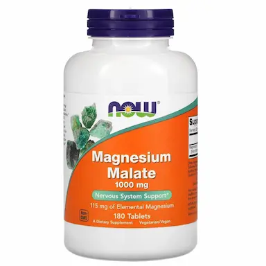 Magnésio Malato 1000MG Com 180 Tabletes – Now Foods Magnésio Malato 1000MG Com 180 Tabletes – Now Foods - Image 1