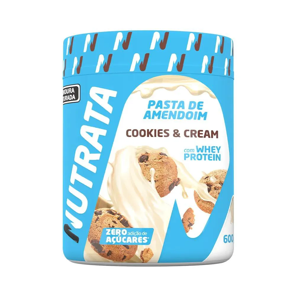 Pasta de Amendoim com Whey 600g – Cookies & Cream – Nutrata Pasta de Amendoim com Whey 600g – Cookies & Cream – Nutrata - Image 1