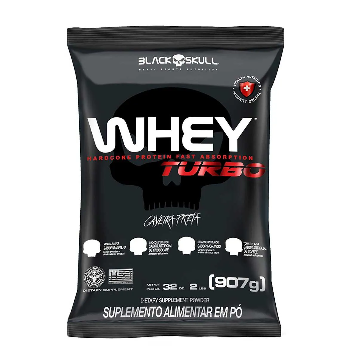 Refil Whey Turbo Black Skull Chocolate 907g Refil Whey Turbo Black Skull Chocolate 907g - Imagem 1