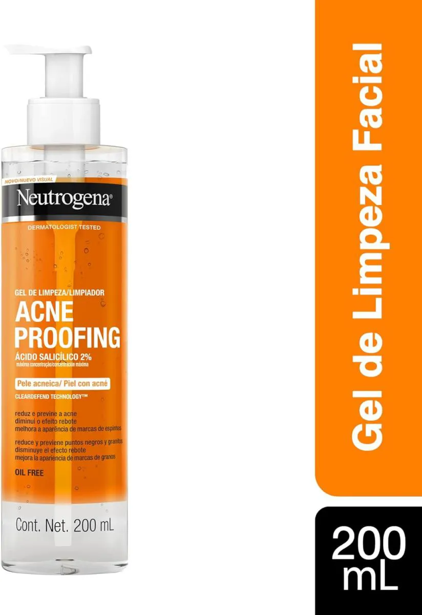 Sabonete Gel De Limpeza Facial Acne Proofing 200 Ml – Neutro Sabonete Gel De Limpeza Facial Acne Proofing 200 Ml – Neutrogena, Para Pele Com Acne (Cravos E Espinhas) - Imagem 1