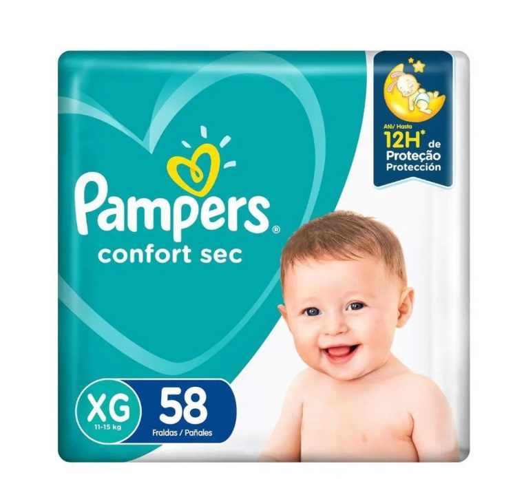 Fralda Pampers Confort Sec XG 58 Unidades Fralda Pampers Confort Sec XG 58 Unidades - Image 1