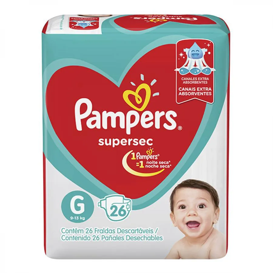 Fralda Pampers Supersec Tamanho G Com 26 Unidades Fralda Pampers Supersec Tamanho G Com 26 Unidades - Imagem 1
