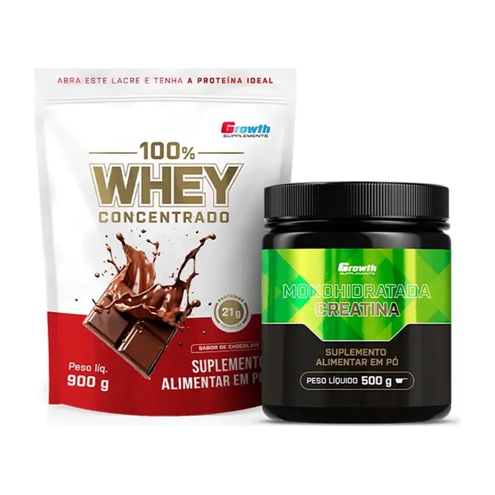 Kit 100% Whey Protein Concentrado 900g e Creatina Monohidrat Kit 100% Whey Protein Concentrado 900g e Creatina Monohidratada 500g - Image 1