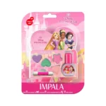 Kit Esmalte Infantil 6ml + Paleta De Maquiagem Infantil 4g + Pincel Aplicador Impala Disney Princesas
