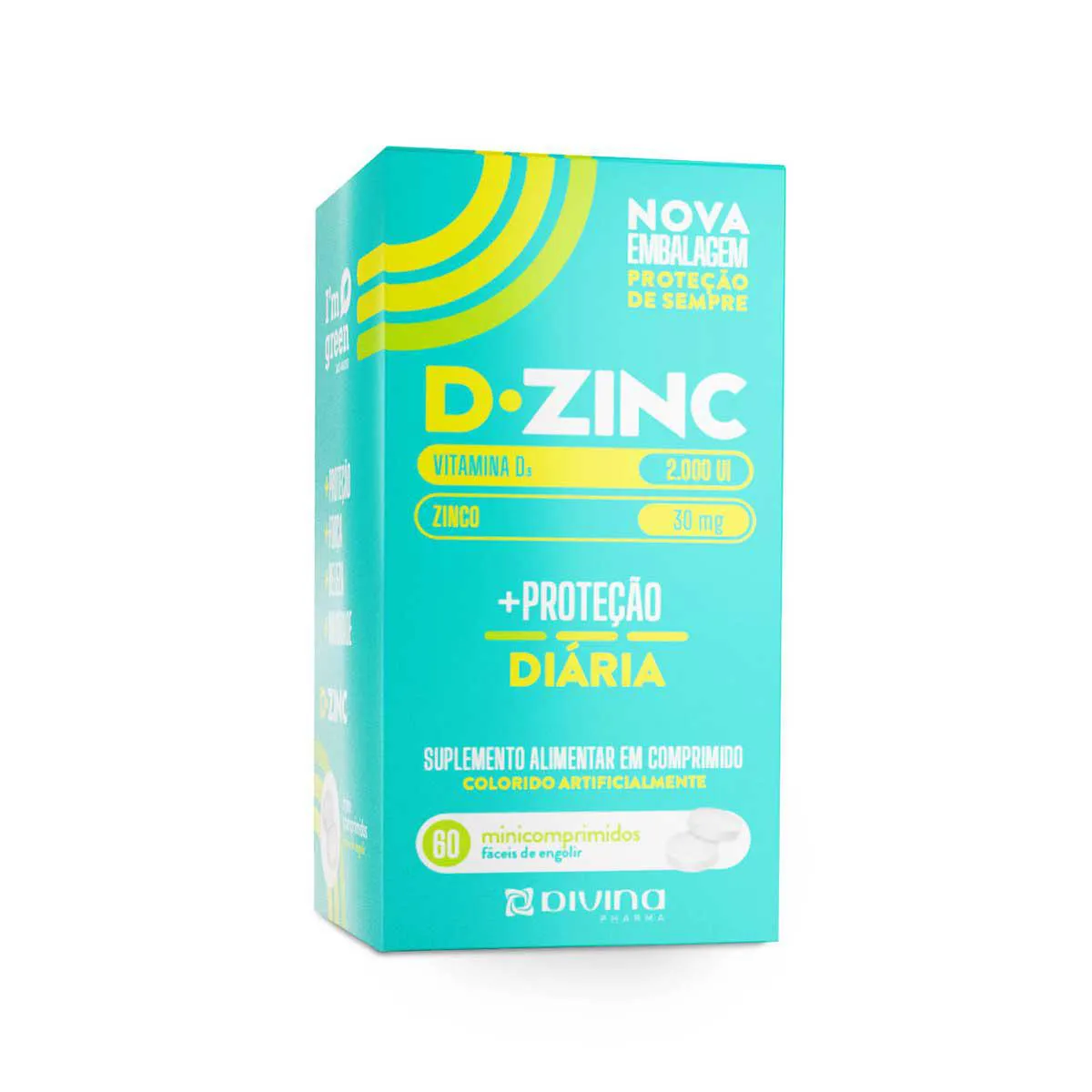 Vitamina D 2000UI + Zinco 30mg D-Zinc 60 comprimidos Vitamina D 2000UI + Zinco 30mg D-Zinc 60 comprimidos - Imagem 1