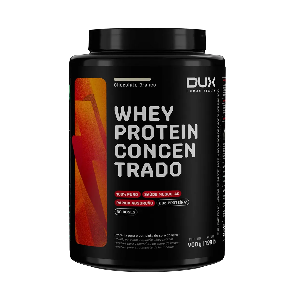 Whey Protein Concentrado Dux Chocolate Branco 900g Whey Protein Concentrado Dux Chocolate Branco 900g - Imagem 1